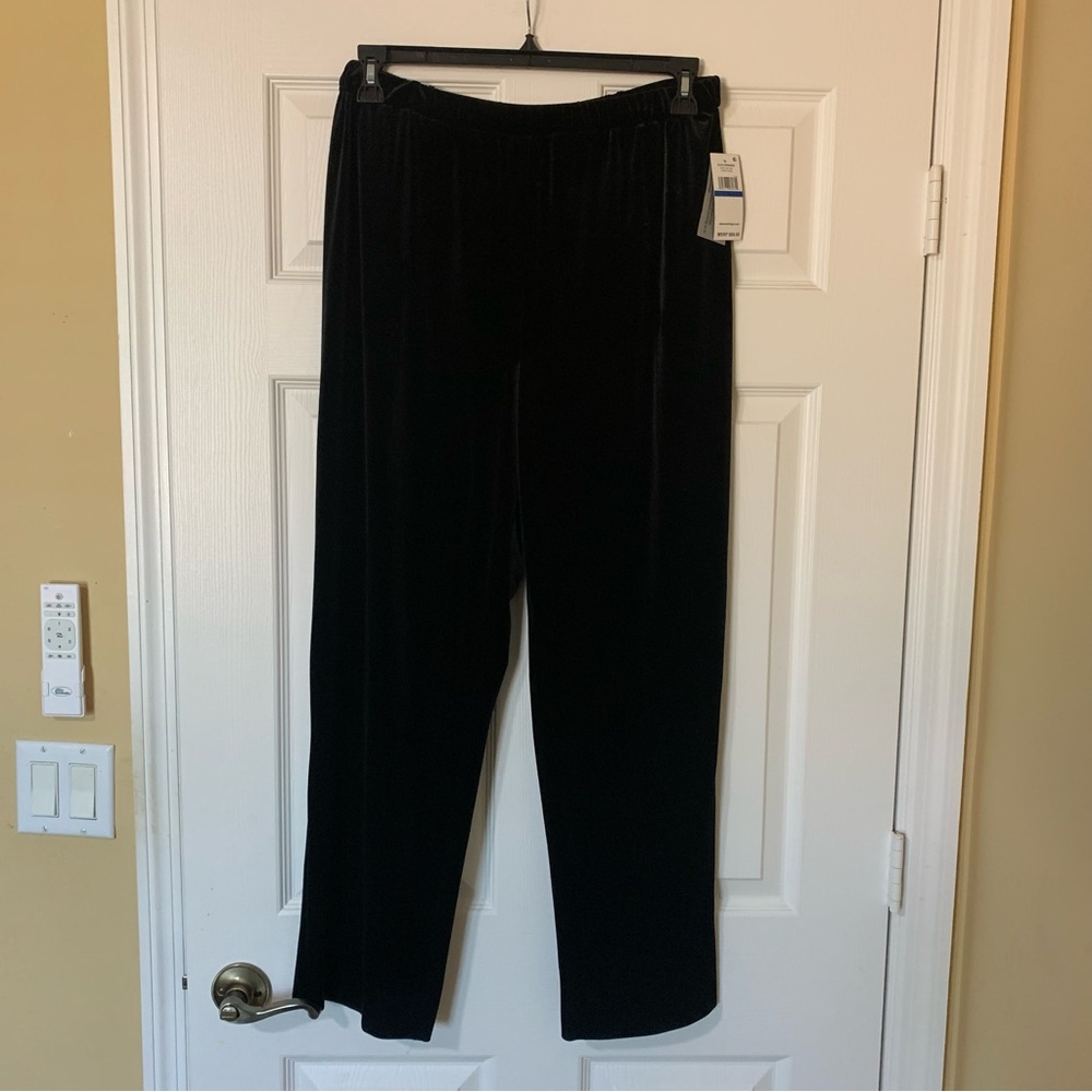 Alex Evenings Elegant Black Velvet Pants XL Minimalist Formal Cocktail Party